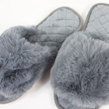 Grey Classic Slide Plush Slippers by Honeydew