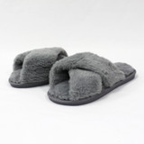 Grey Crossover Plush Slippers by Honeydew