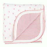 Pink Heart Stripe Reversible Blanket by Stephan Baby