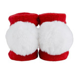 Red and White Fur Pompom Socks by Stephan Baby