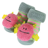 Pink Monster Rattle Socks (6-12 months) by Stephan Baby