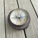 Brass Compass In Leather Case by Backyard