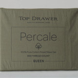 300TC Percale Sheet Set by Top Drawer - Olive Green