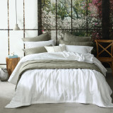 Laundered Linen Bedspread by MM Linen - White
