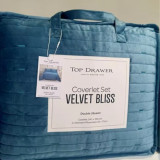 Velvet Bliss Coverlet & Euro Pillowcase by Top Drawer - Teal
