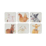 Farmyard Faces 2 6pk Coaster by Ashdene