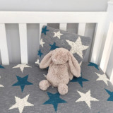 Blue Stars Baby Blanket Grey