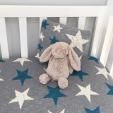 Blue Stars Baby Cushion Grey