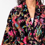Paradise Black Velvet Kimono Robe
