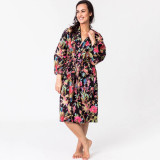 Paradise Black Kimono Robe