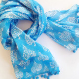 Crete Blue Pom Pom Scarf Crete Blue Pom Pom Scarf