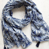 Paisley Blue Cotton Scarf