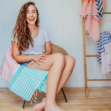 Sofia Turkish Towel Navy Coral Sofia Turkish Towel Navy Coral