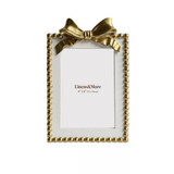 White & Gold Bow Photo Frame 4 x 6" by Linens and More