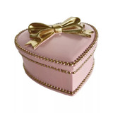 Heart Shape Pink & Gold Bow Trinket Box by Linens and More