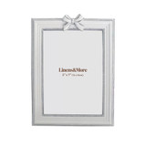 White & Silver Ribbon Photo Frame 5 x 7" by Linens and More