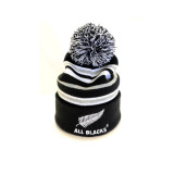 All Blacks Stripe Pom Pom Beanie Black and White All Blacks Stripe Pom Pom Beanie Black and White