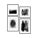 Black And White Abstract Framed Print Wall Art Multi Size Set Of 4 by Linens and More