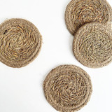 Seagrass / Jute Round Coaster Set 4 Natural Border/Natural by Linens and More