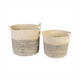 Jute Round Baskets Set of 2 Natural/White by Linens and More
