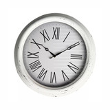 Huxley Clock Antique White Distressed Frame by Linens and More