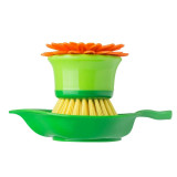 Flower Orange Power Palm Dish Brush With Holder by Vigar
