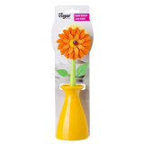 Flower Power Orange Dish Brush With Vase by Vigar