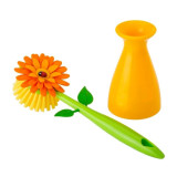 Flower Power Orange Dish Brush With Vase by Vigar