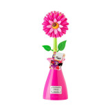 Flower Power Set (Gloves, Pink Dish Brush With Vase, Sponge Holder) by Vigar