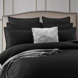 Chevron Jacquard Black Duvet Cover Set or Euro P/C by Renee Taylor