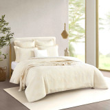 Dakota Jacquard Beige Duvet Cover Set by Renee Taylor