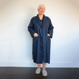 Linen Navy Bath Robe by MM Linen