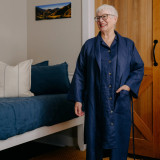 Linen Navy Bath Robe by MM Linen