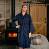 Linen Navy Bath Robe by MM Linen