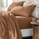 Washed Linen Cotton Sheet Set - Terracotta