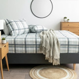 175 GSM Heathered Plaid Flannelette Fitted Sheet Set by Park Avenue