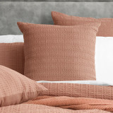 Celeste Seersucker Cotton Waffle Duvet Cover Set by Cloud Linen - Rust