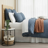 Celeste Seersucker Cotton Waffle Duvet Cover Set by Cloud Linen - Ink