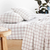 Grid Boysenberry Flannelette Sheet Set by Bambury