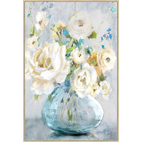 White Flowers Framed Canvas Wall Art by Linen & More - 60x90cm