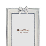 White & Silver Ribbon Photo Frame by Linen & More - 4X6"