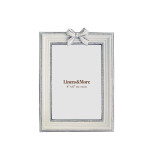 White & Silver Ribbon Photo Frame by Linen & More - 4X6"