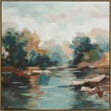 Serene Spring Canvas Brown Frame by Linen & More - 100x100cm