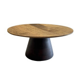 Mango Wood Cake Stand - Natural Top With Dark Base by Linen & More - 26.5X26.5X12.5cm
