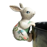 Flower Power Rabbit Hanging Rim Multi by Linen & More - 8.1X5.6X12.9cm
