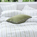 Close up of Freddie Duvet Set with Stripe Reverse by MM Linen