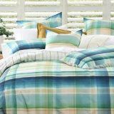 Close up of Freddie Duvet Set with Stripe Reverse