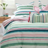 Freya Reversible Duvet Cover Set 250TC Painterly Striped Reverse by MM Linen