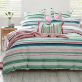 Freya Reversible Duvet Cover Set 250TC Painterly Striped Reverse by MM Linen