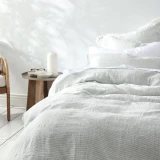 Laundered Linen Duvet Cover Set by MM Linen - Pinstripe CLOUD
